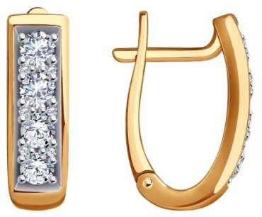 Серьги Diamant 51-120-01854-1 вес 3.86 г золото, фианит купить,296191