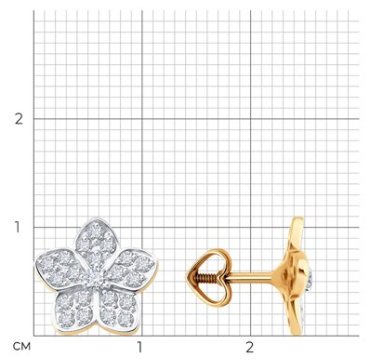 Пусеты Diamant 51-122-02838-1_s вес 2.39 г золото, фианит купить,239385