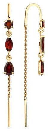 Серьги-цепочки SOKOLOV 727022 вес 1.93 г золото, гранат купить,274000