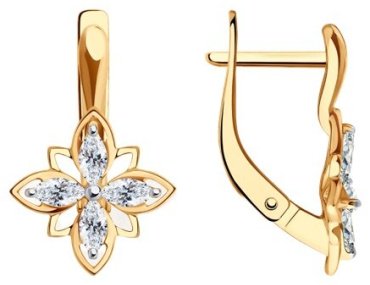 Серьги Diamant 51-120-02015-1 вес 2.81 г золото, фианит купить,218427