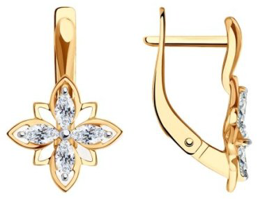 Серьги Diamant 51-120-02015-1 вес 2.81 г золото, фианит купить,218427