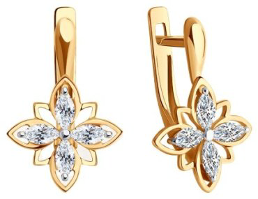 Серьги Diamant 51-120-02015-1 вес 2.81 г золото, фианит купить,218427