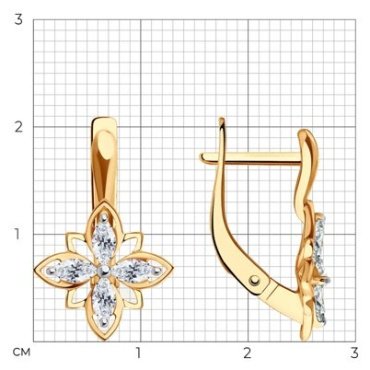 Серьги Diamant 51-120-02015-1 вес 2.81 г золото, фианит купить,218427
