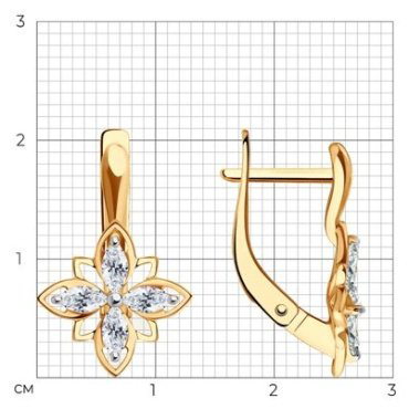 Серьги Diamant 51-120-02015-1 вес 2.81 г золото, фианит купить,218427