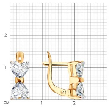 Серьги Diamant 51-120-02786-1_s вес 2.4 г золото, фианит купить,245699