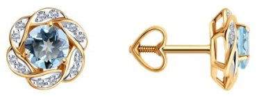 Серьги Diamant 51-322-01746-5 вес 2.25 г золото, топаз купить,208782
