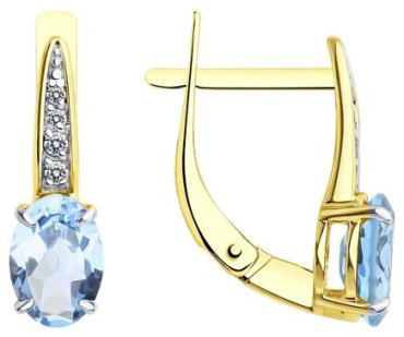 Серьги Diamant 53-320-01933-5 вес 2.43 г золото, топаз купить,180889