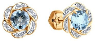 Серьги Diamant 51-322-01746-5 вес 2.25 г золото, топаз купить,208782