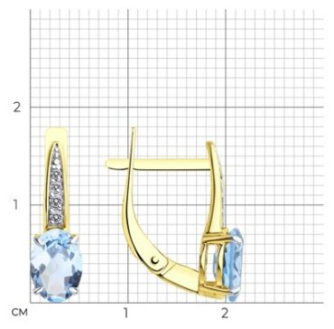 Серьги Diamant 53-320-01933-5 вес 2.43 г золото, топаз купить,180889