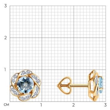 Серьги Diamant 51-322-01746-5 вес 2.25 г золото, топаз купить,208782