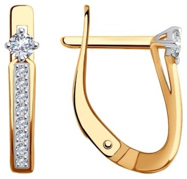 Серьги Diamant 51-120-01964-1 вес 1.75 г золото, фианит купить,187970