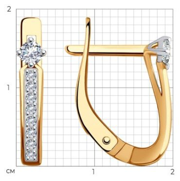 Серьги Diamant 51-120-01964-1 вес 1.75 г золото, фианит купить,187970