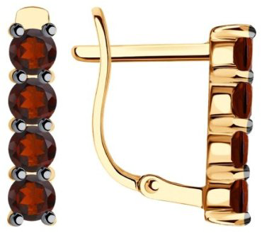 Серьги Diamant 51-320-01632-3 вес 2.5 г золото, гранат купить,207765
