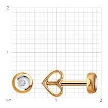 Серьги LUXOR JEWELRY LUXOR 51-222-01917-1_0,87 вес 0.87 г золото, бриллиант купить,128855