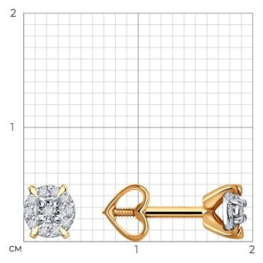 Пусеты Diamant 51-222-01923-1 вес 1.01 г золото, бриллиант купить,201852