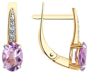 Серьги Diamant 51-320-01933-2 вес 2.25 г золото, аметист купить,174999