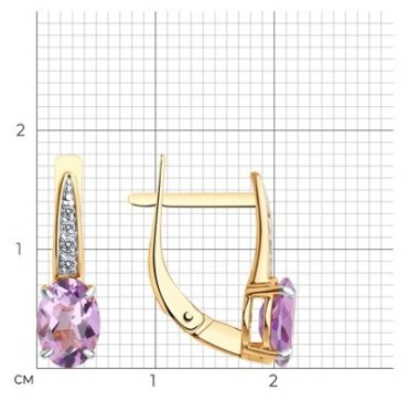 Серьги Diamant 51-320-01933-2 вес 2.25 г золото, аметист купить,174999