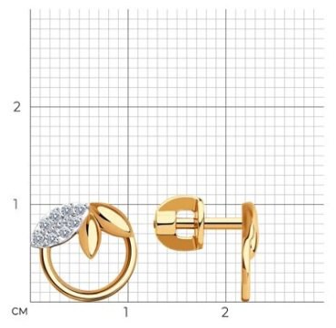 Серьги Diamant 51-122-01610-1 вес 1.82 г золото, фианит купить,158899