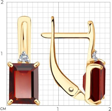 Серьги SOKOLOV 727804 вес 2.18 г золото, фианит, гранат купить,210075