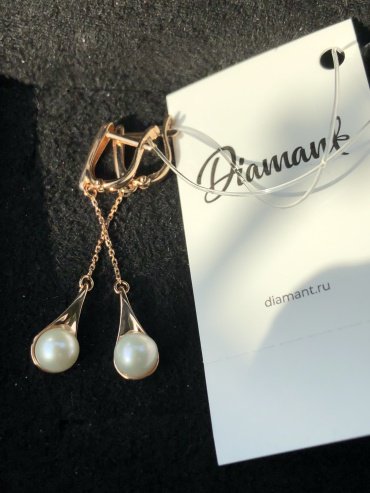 Серьги Diamant 51-321-01930-1 вес 3.05 г золото, жемчуг купить,NaN