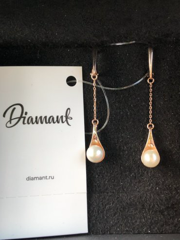 Серьги Diamant 51-321-01930-1 вес 3.05 г золото, жемчуг купить,NaN