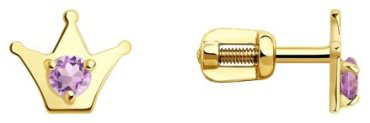Пусеты Diamant 53-322-01313-1 вес 1.03 г золото, аметист купить,126088