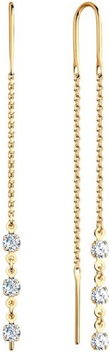 Серьги-цепочки SOKOLOV 022807 вес 1.69 г золото, фианит купить,153580