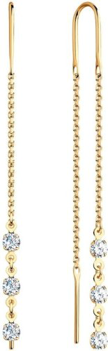 Серьги-цепочки SOKOLOV 022807 вес 1.69 г золото, фианит купить,153580