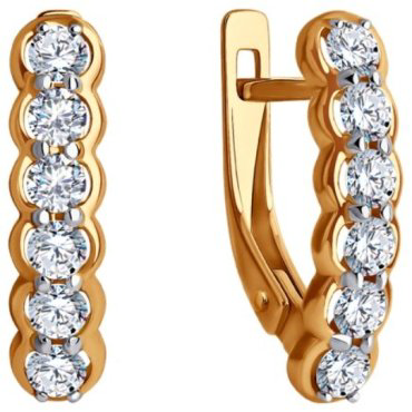 Серьги Diamant 51-120-01833-1 вес 2.65 г золото, фианит купить,208535