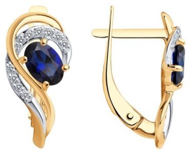 Серьги SOKOLOV 728506 вес 2.65 г золото, корунд, сапфир, фианит купить,307800