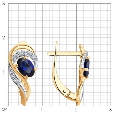 Серьги SOKOLOV 728506 вес 2.65 г золото, корунд, сапфир, фианит купить,307800