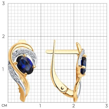 Серьги SOKOLOV 728506 вес 2.65 г золото, корунд, сапфир, фианит купить,307800