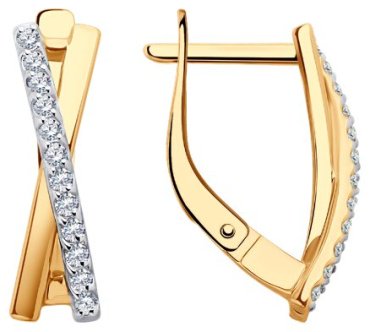 Серьги Diamant 51-120-02565-1 вес 2.65 г золото, фианит купить,220810