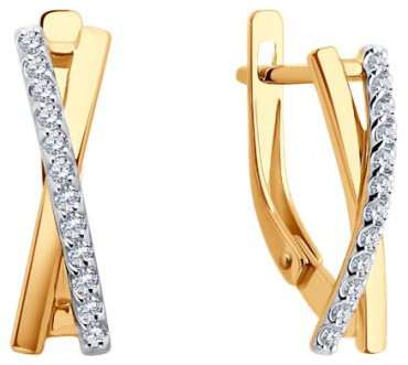 Серьги Diamant 51-120-02565-1 вес 2.65 г золото, фианит купить,220810