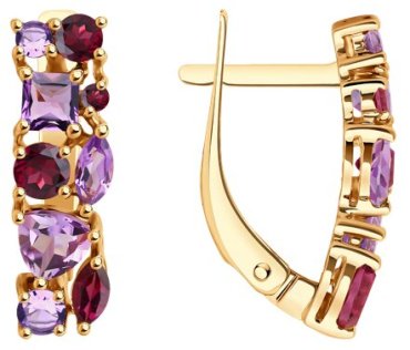 Серьги Diamant 51-320-02165-2 вес 2.64 г золото, аметист купить,237236