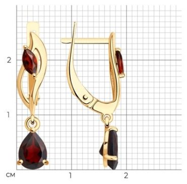 Серьги Diamant 51-321-01429-1 вес 2.61 г золото, гранат купить,NaN