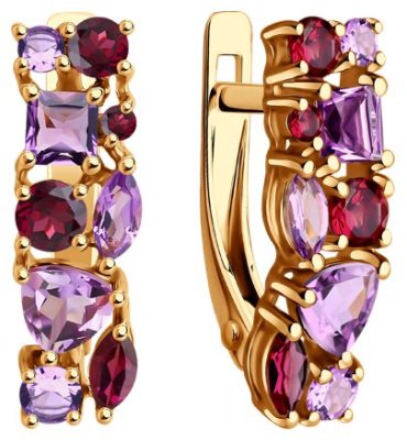 Серьги Diamant 51-320-02165-2 вес 2.64 г золото, аметист купить,237236