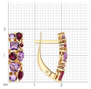 Серьги Diamant 51-320-02165-2 вес 2.64 г золото, аметист купить,237236