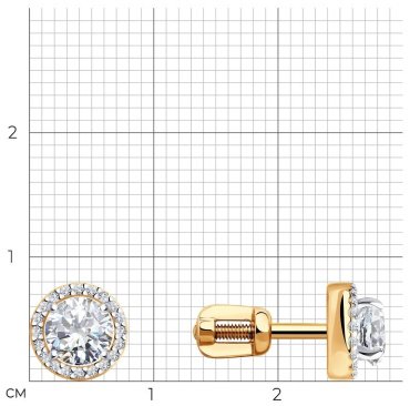 Пусеты SOKOLOV 025890 вес 1.85 г золото, фианит купить,NaN