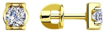 Пусеты Diamant 53-122-00700-1 вес 1.68 г золото, фианит купить,186927