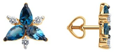 Пусеты Diamant 51-322-02329-2 вес 1.73 г золото, топаз купить,NaN