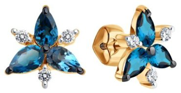 Пусеты Diamant 51-322-02329-2 вес 1.73 г золото, топаз купить,NaN
