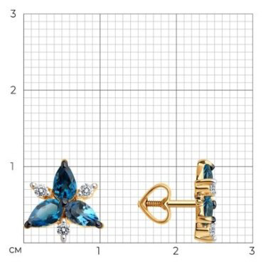 Пусеты Diamant 51-322-02329-2 вес 1.73 г золото, топаз купить,NaN