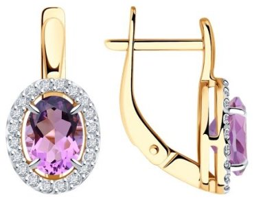 Серьги Diamant 51-320-02049-4 вес 2.8 г золото, аметист купить,234968