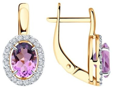 Серьги Diamant 51-320-02049-4 вес 2.8 г золото, аметист купить,234968