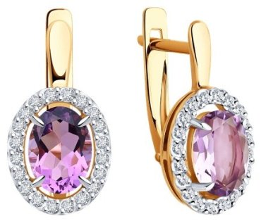 Серьги Diamant 51-320-02049-4 вес 2.8 г золото, аметист купить,234968