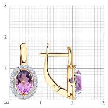 Серьги Diamant 51-320-02049-4 вес 2.8 г золото, аметист купить,234968