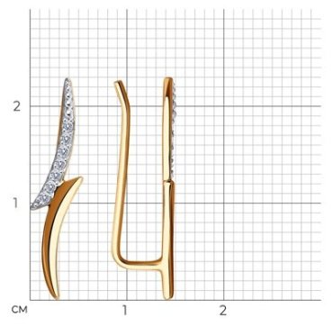 Кафф Diamant 51-120-01648-1 вес 1.17 г золото, фианит