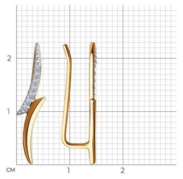 Кафф Diamant 51-120-01648-1 вес 1.17 г золото, фианит