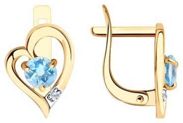 Серьги Diamant 51-320-01316-1 вес 1.57 г золото, фианит, топаз купить,174361